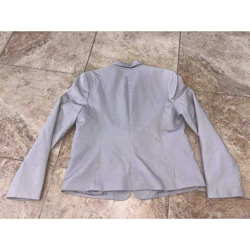 Liz‎ Claiborne Women's Grey Blazer Large Notch Lapel Lined Single-Breasted